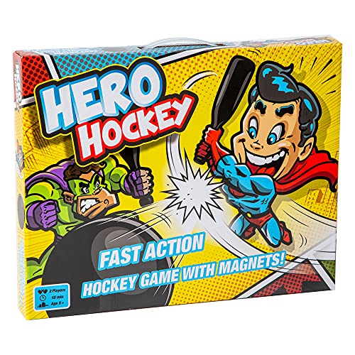 Marektoy Hero Hockey | Fast Action Hockey Game with Magnets | Skill and Dexterity Game for Adults and Kids | Fun Family Game | Ages 5 and up | 2 Players | Average Playtime 10 Minutes