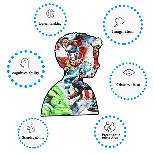 LELEMON 100 Pieces Disney Avengers Jigsaw Puzzles for Kids Ages 4-8 Superhero Puzzles Boys Girls Children Learning Educational Puzzles Portable Box Pack Toy