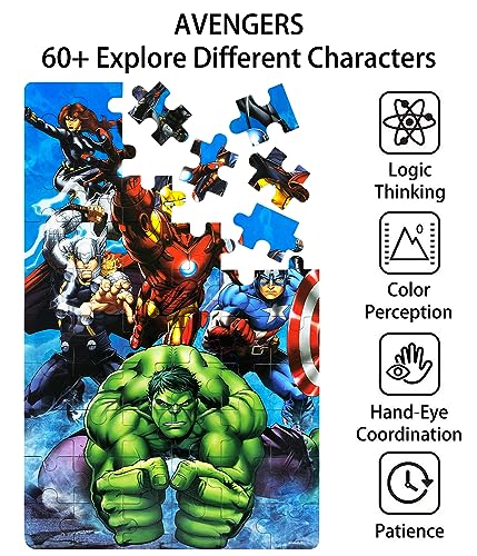 NEILDEN Puzzles for Kids Ages 4-6, 60 Pieces Jigsaw Puzzles for Kids Ages 8-10, Kids Puzzles in a Metal Box, Educational Learning Puzzle Toys for Girls and Boys