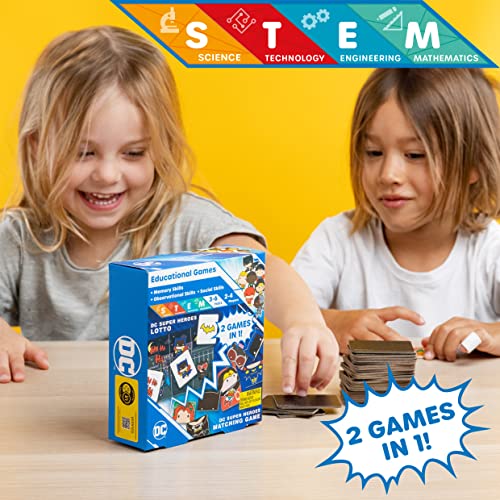 Paladone DC Comics Superhero Matching Card Game for Kids 3-6 Years Old, Two Skill-Building Games in One Set