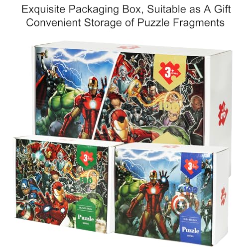 Avengers 100 Piece Puzzles for Kids Ages 4-8, 2 Pack Superhero for Disney Jigsaw Puzzle,16.2 x 10.6 Inch