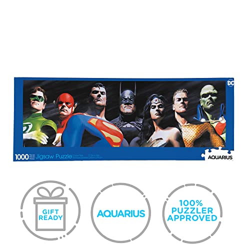 AQUARIUS DC Comics Justice League Puzzle (Slim 1000 Piece Jigsaw Puzzle) - Glare Free - Precision Fit - Officially Licensed DC Comics Merchandise & Collectibles - 12 x 36 Inches