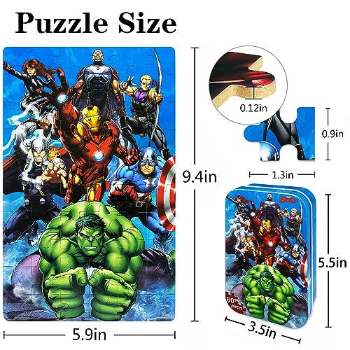 NEILDEN Puzzles for Kids Ages 4-6, 60 Pieces Jigsaw Puzzles for Kids Ages 8-10, Kids Puzzles in a Metal Box, Educational Learning Puzzle Toys for Girls and Boys