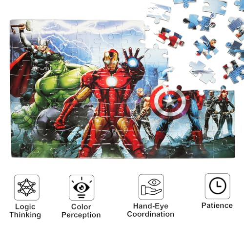 Avengers 100 Piece Puzzles for Kids Ages 4-8, 2 Pack Superhero for Disney Jigsaw Puzzle,16.2 x 10.6 Inch