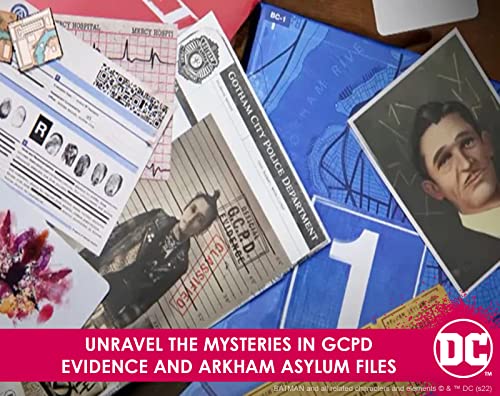 Infinite Rabbit Holes Arkham Asylum Files: Panic in Gotham City Augmented Reality Board Game - Escape Room-esque Batman Mystery with Harley Quinn and The Joker, Family Night - iOS 15+ | Android 13