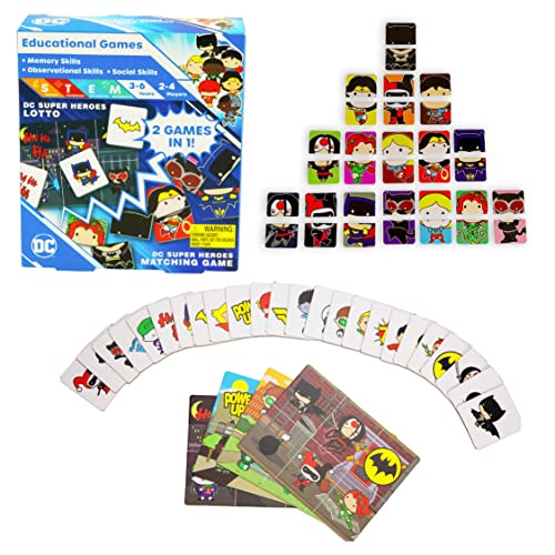 Paladone DC Comics Superhero Matching Card Game for Kids 3-6 Years Old, Two Skill-Building Games in One Set
