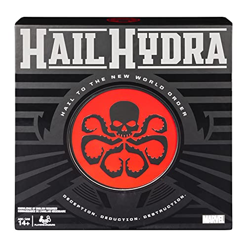 Spin Master Games Marvel, Hail Hydra Superhero Board Game Black Panther Hulk Captain America Red Skull Black Widow Spiderman, for Adults and Teens Ages 14 and up