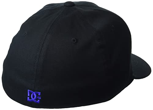 DC Men's Star Flexfit Curve Brim Hat Cap, Black/ Royal Blue, Large US