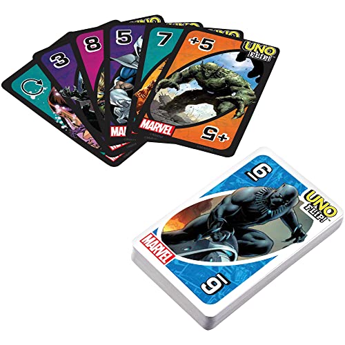 Mattel Games ​UNO Flip! Marvel Card Game for Kids, Adults & Family Night with Double-Sided Cards, Heroes vs. Villains