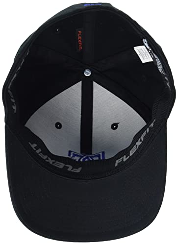 DC Men's Star Flexfit Curve Brim Hat Cap, Black/ Royal Blue, Large US