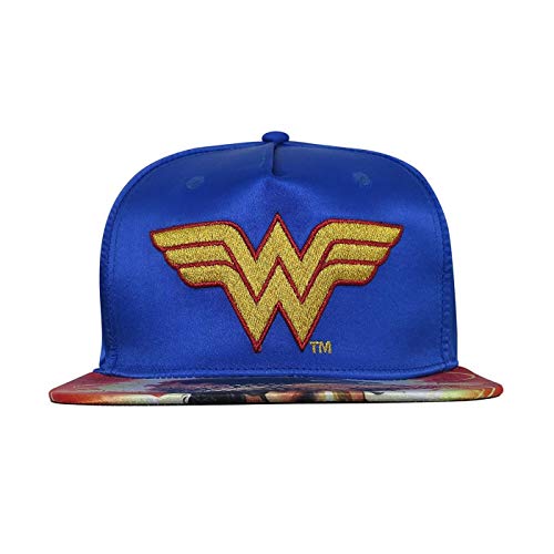 DC Comics Wonder Woman Satin Snapback Baseball Hat Blue