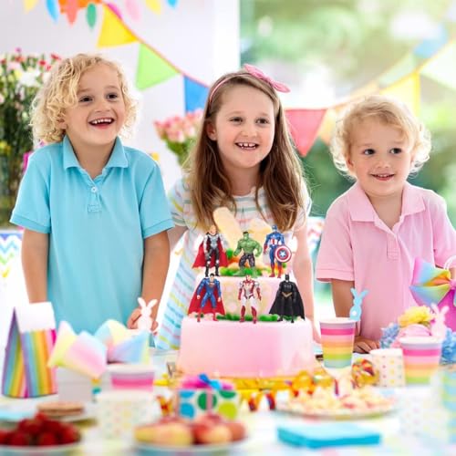 6Pcs Superhero Action Figures Set - Super Hero Toys for Boys Age 4-6, Cake Topper - Collectible Superhero Figurines Gift for Kids 4 Inch
