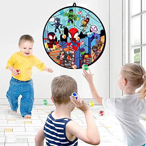 Spidey and His Friends Dart Board Games 26 in Large Dart Board Superhero with Sticky Balls and Hooks for Indoor Outdoor Spidey Games (Spidey)
