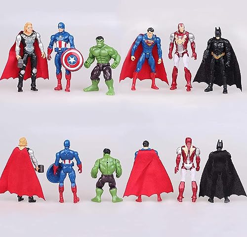 6Pcs Superhero Action Figures Set - Super Hero Toys for Boys Age 4-6, Cake Topper - Collectible Superhero Figurines Gift for Kids 4 Inch