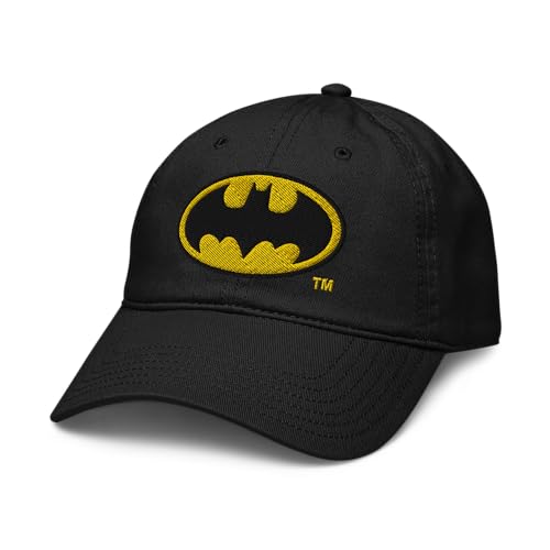 DC Comics Batman Basic Logo Adjustable Baseball Hat, Black, One Size