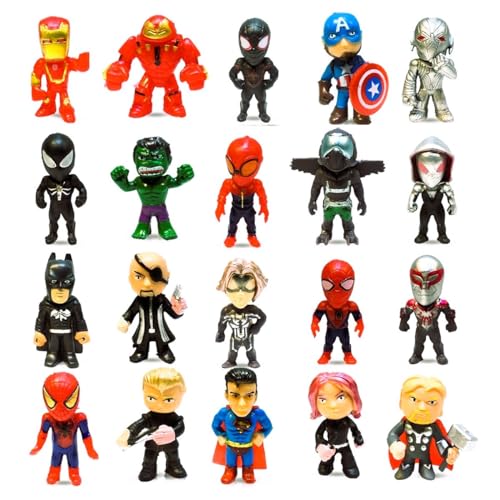 Action Figures,20 Pcs Mini Figures Toys Set,Super Hero Adventures Ultimate Superhero Set,Ideal for Hero Cake Toppers Ornamental,Party Favors,Easter Eggs