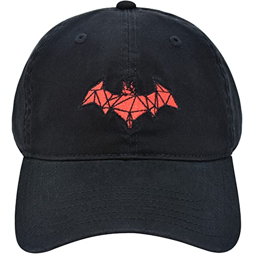 Concept One DC Comics Batman Embroidered Red Logo Cotton Adjustable Baseball Hat with Curved Brim, Black, One Size
