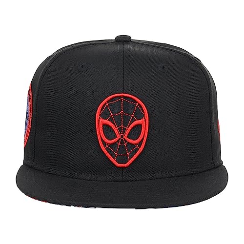 Marvel Spiderman Logo Elements Comic UV Adjustable Snapback Flat Bill Cap blk