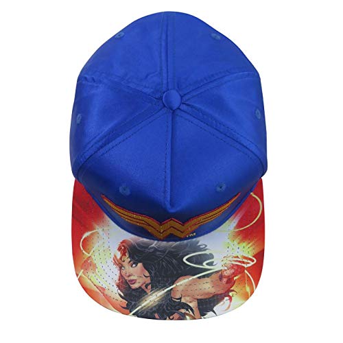 DC Comics Wonder Woman Satin Snapback Baseball Hat Blue