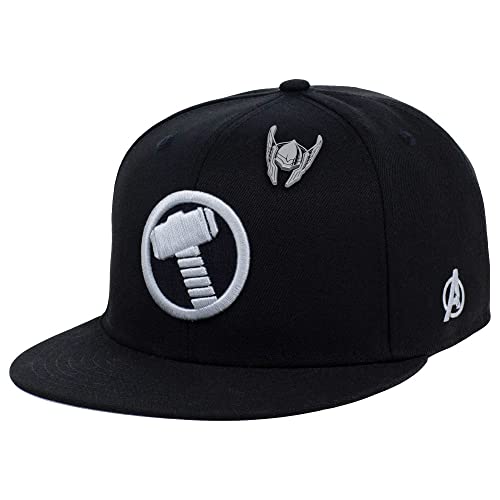 Marvel Thor Fashion Fitted w/Pin Flat Bill Cap Black/Grey