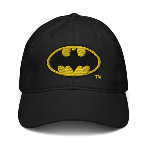 DC Comics Batman Basic Logo Adjustable Baseball Hat, Black, One Size