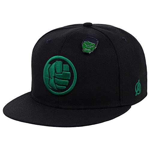 Marvel Hulk Fashion Fitted w/Pin Flat Bill Cap (Black/Purple, 7 1/4)