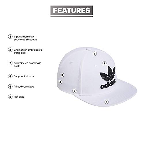 adidas Originals Men's Trefoil Chain Flatbrim Snapback Cap, White/Black, One Size