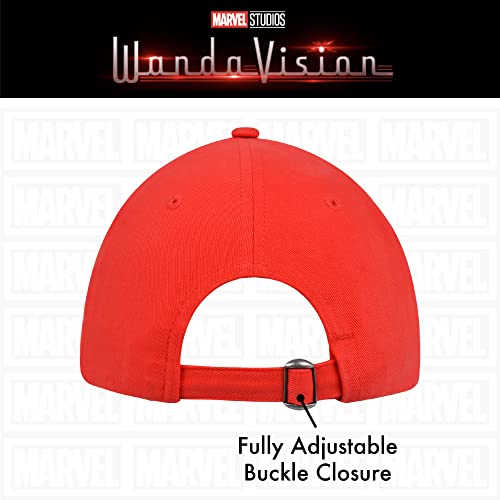 Concept One Marvel WandaVision Dad Hat, Embroidered Logo Adult Baseball Cap with Curved Brim, Red, One Size