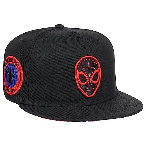 Marvel Spiderman Logo Elements Comic UV Adjustable Snapback Flat Bill Cap blk