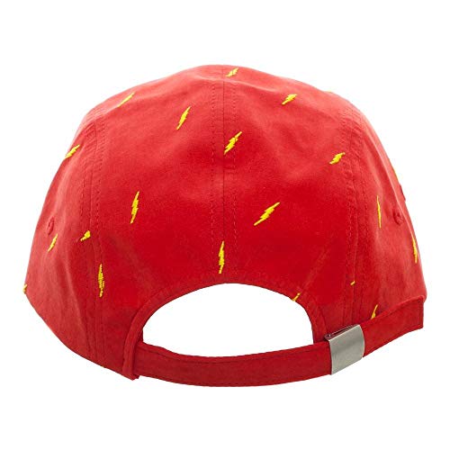 Flash The DC Comics Flex Fit 5 Panel Camper Hat, One Size Fits Most Red