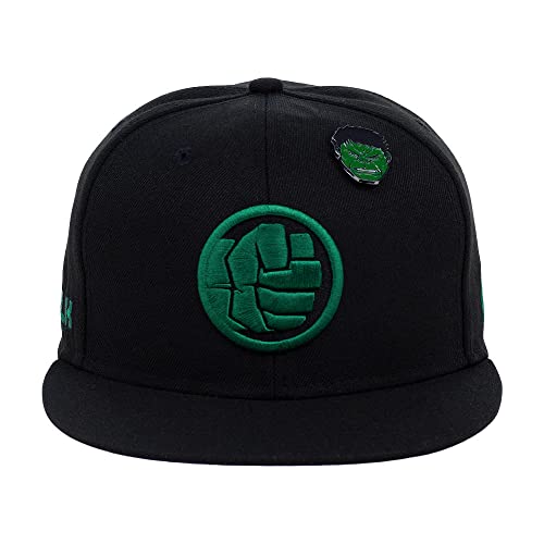 Marvel Hulk Fashion Fitted w/Pin Flat Bill Cap (Black/Purple, 7 1/4)