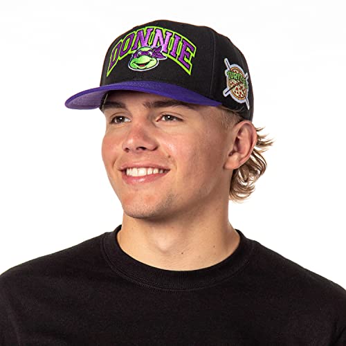 Nickelodeon Mens' Teenage Mutant Ninja Turtles Donatello Embroidered Classic Precurve Snapback Hat (OSFM, Donnie) Black/Purple