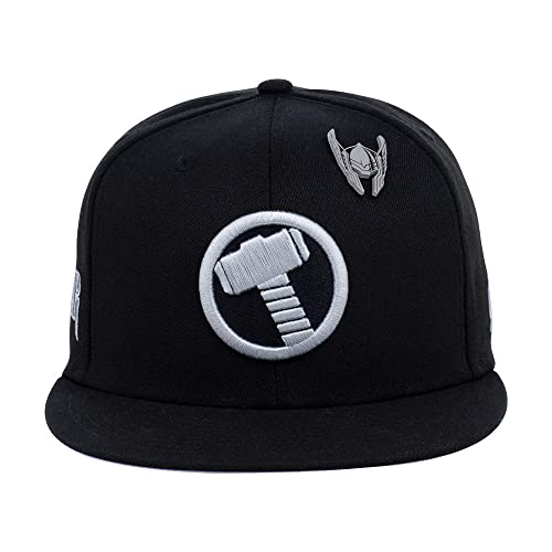 Marvel Thor Fashion Fitted w/Pin Flat Bill Cap Black/Grey