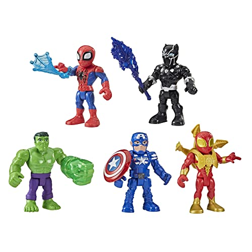 Marvel Super Hero Adventures 5-Inch Action Figure 5-Pack, Includes Captain America, Spider-Man, 5 Accessories, Easter Toys for Kids (Amazon Exclusive)