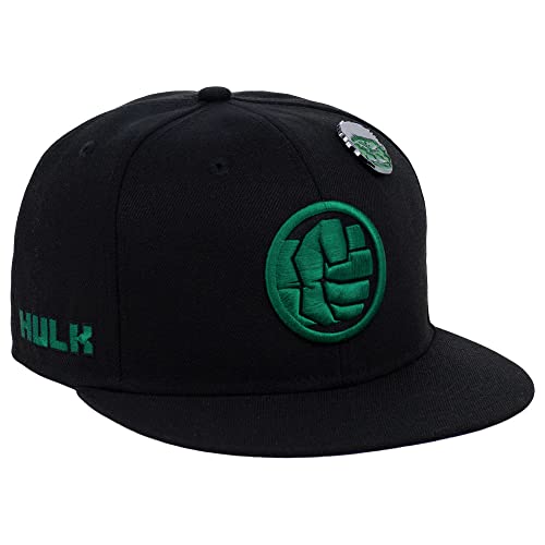 Marvel Hulk Fashion Fitted w/Pin Flat Bill Cap (Black/Purple, 7 1/4)