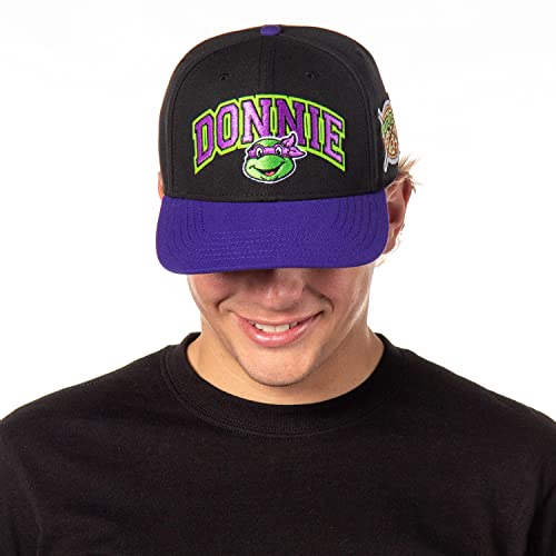 Nickelodeon Mens' Teenage Mutant Ninja Turtles Donatello Embroidered Classic Precurve Snapback Hat (OSFM, Donnie) Black/Purple