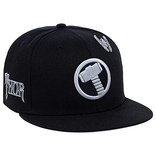 Marvel Thor Fashion Fitted w/Pin Flat Bill Cap Black/Grey