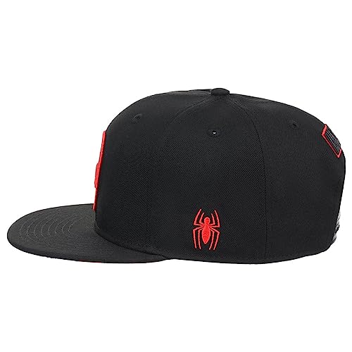 Marvel Spiderman Logo Elements Comic UV Adjustable Snapback Flat Bill Cap blk