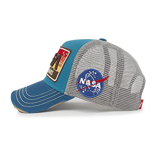ililily Premium NASA Mission Patch Embroidery Structured Baseball Cap (as1, Alpha, m, Blue Rectangle)
