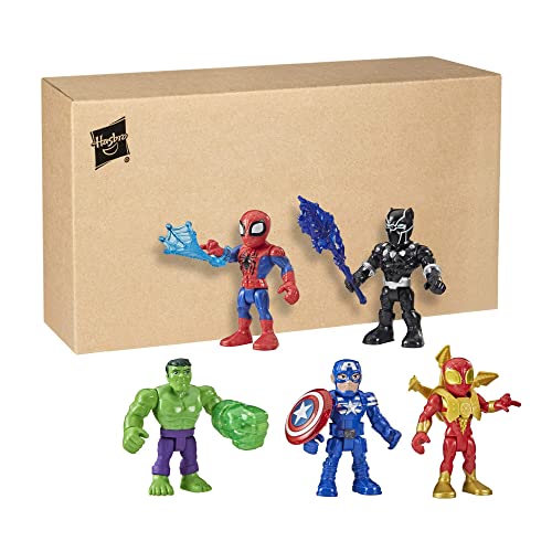 Marvel Super Hero Adventures 5-Inch Action Figure 5-Pack, Includes Captain America, Spider-Man, 5 Accessories, Easter Toys for Kids (Amazon Exclusive)