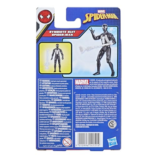Marvel Epic Hero Series Symbiote Suit Spider-Man Action Figure, 4-Inch Toy with Accessory, Kids Ages 4 and Up, Medium