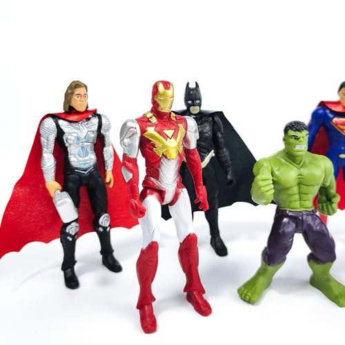 6Pcs Superhero Action Figures Set - Super Hero Toys for Boys Age 4-6, Cake Topper - Collectible Superhero Figurines Gift for Kids 4 Inch