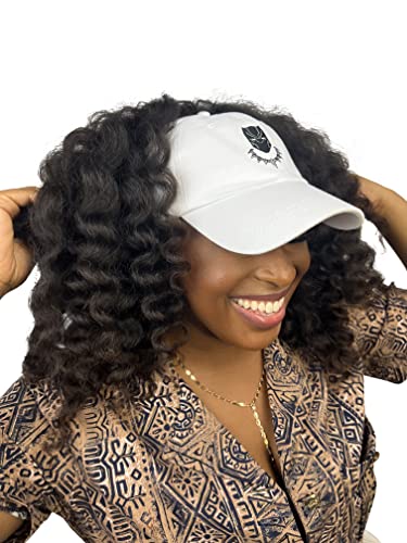 CurlCap Marvel Black Panther Natural Hair Backless Cap – Satin Lined Baseball Dad Hat for Women - White
