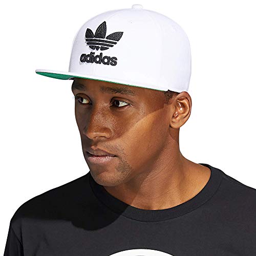 adidas Originals Men's Trefoil Chain Flatbrim Snapback Cap, White/Black, One Size