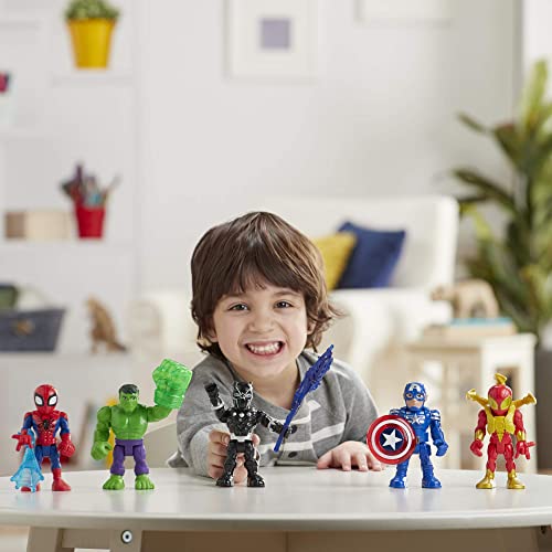 Marvel Super Hero Adventures 5-Inch Action Figure 5-Pack, Includes Captain America, Spider-Man, 5 Accessories, Easter Toys for Kids (Amazon Exclusive)