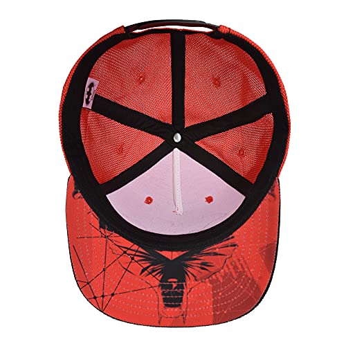 DC Comics Batman Baseball Hat, Flat Brim Bill Adjustable Ball Cap, Black/Red, One Size