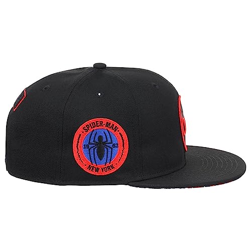 Marvel Spiderman Logo Elements Comic UV Adjustable Snapback Flat Bill Cap blk