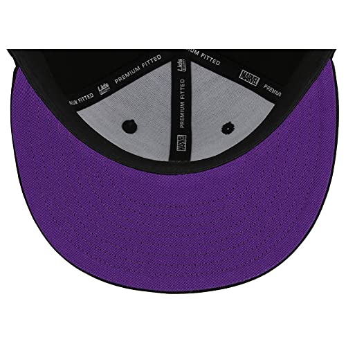 Marvel Hulk Fashion Fitted w/Pin Flat Bill Cap (Black/Purple, 7 1/4)