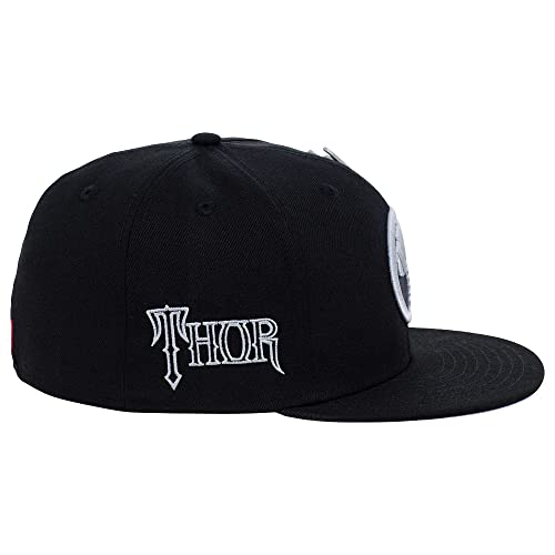 Marvel Thor Fashion Fitted w/Pin Flat Bill Cap Black/Grey