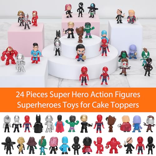 Super Hero Adventures Ultimate Action Figures - 26PCS Mini Superhero Figures Toys for Kids, Birthday Cake Toppers, Collectibles,School Prize and Party Favors